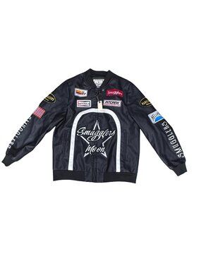 Smugglers Moon Racing Jacket 2XL Black XXL Patches Zip-Up Distillery Leather